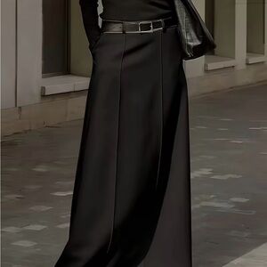 Black Satin Maxi Skirt - Elegant Floor-Length Silhouette